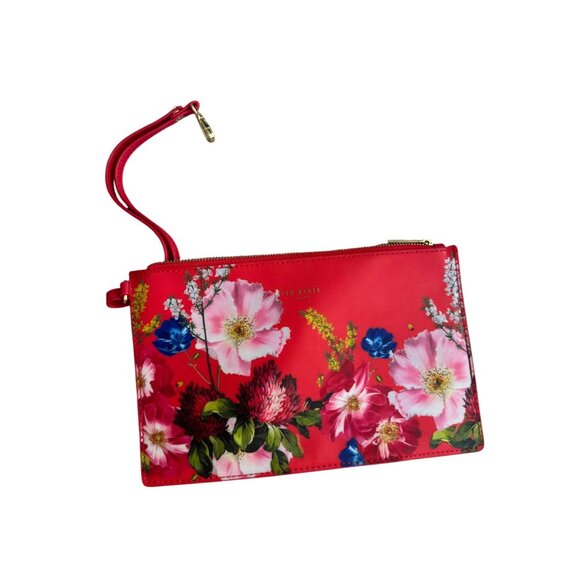 TED BAKER Womens Red Floral Cosmetic Pouch Bag - Picture 3 of 7